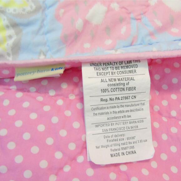 PB ZOEY Butterfly QUILT TWIN 68x86" Pink Blue 100% Cotton Bedding Comforter NWOT - Picture 5 of 7